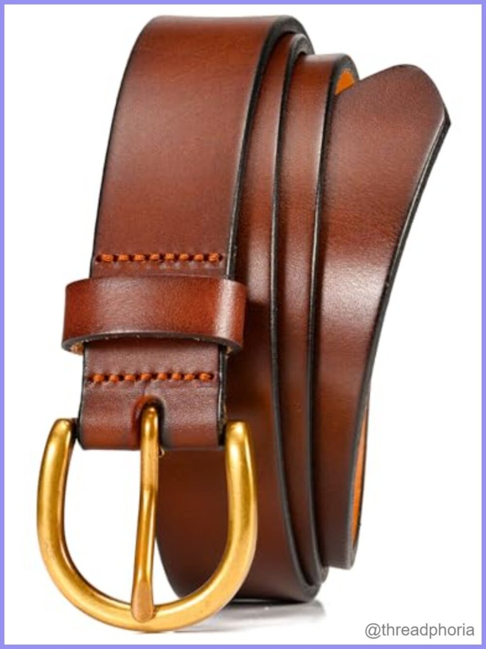 Womens Full Grain Leather Belt Gold Buckle 1.1 Inch Italian Dress Work